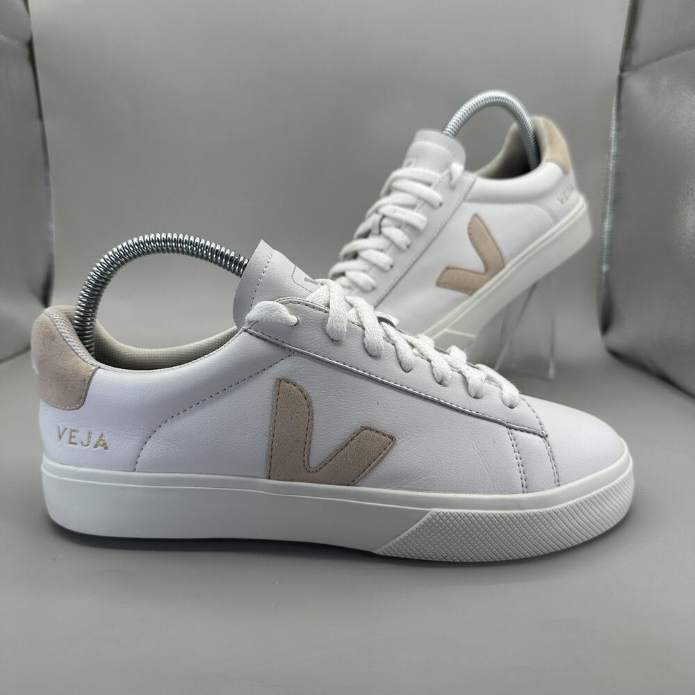 Veja White Sneakers with Beige Accents